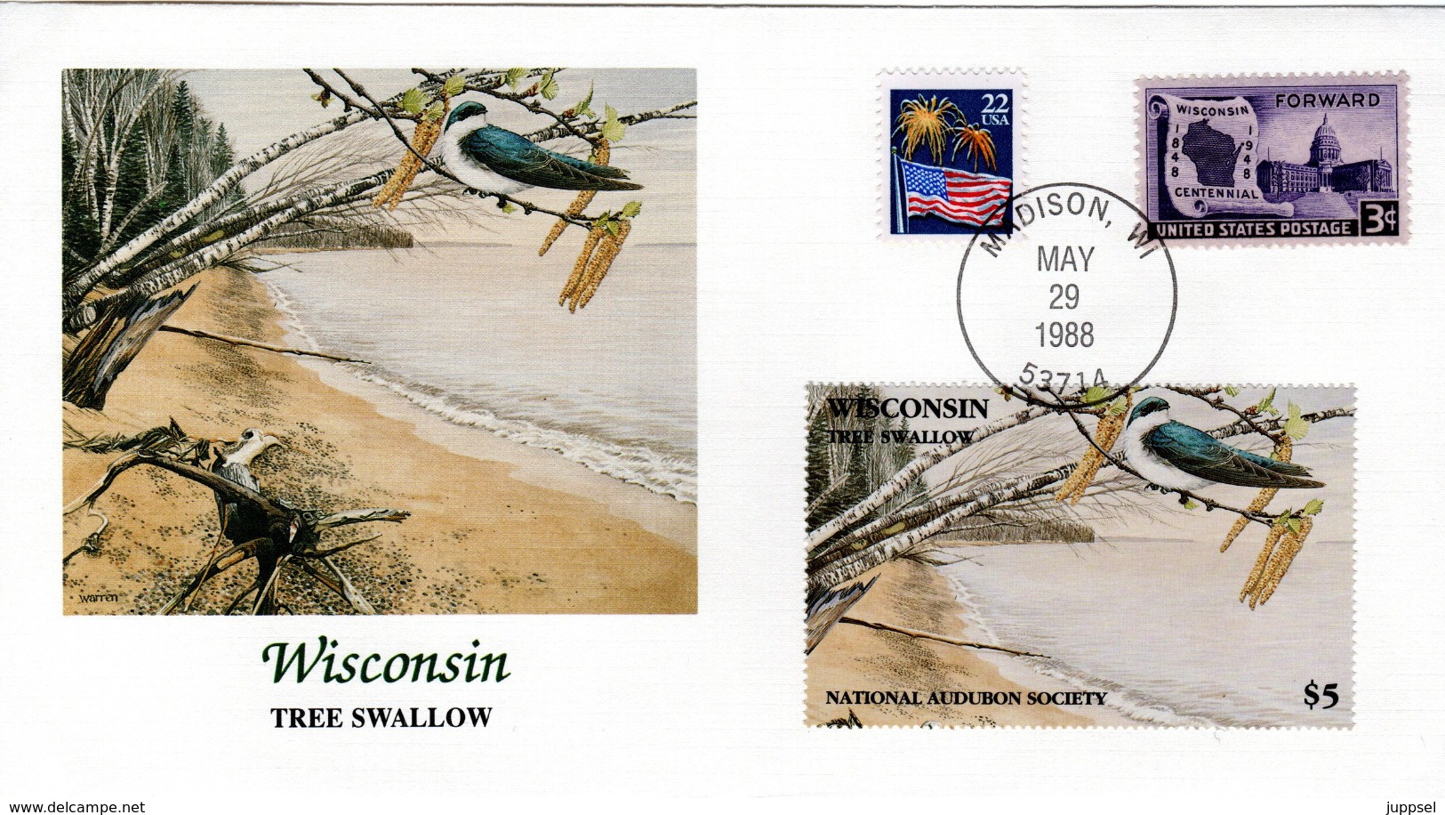 FDC   USA   Birds  /    Lettre De Première Jour, L'ETATS-UNIS, Oiseaux  1988 - Sperlingsvögel & Singvögel