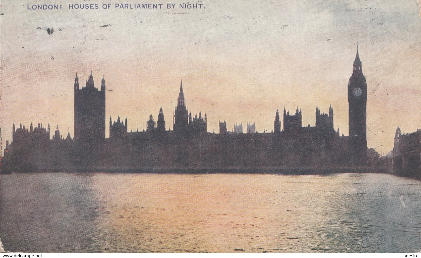 LONDON, Houses Of Parlament By Night, Gel.1920, Transportspuren - Sonstige & Ohne Zuordnung