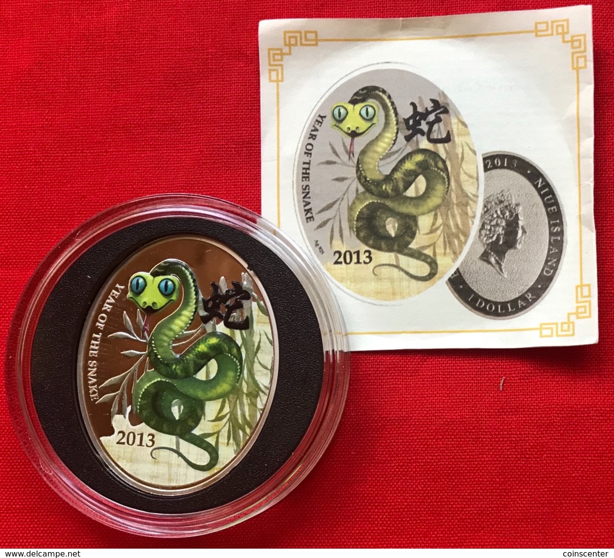 Niue 1 Dollar 2013 "Lunar Calendar - Chinese Snake" Colored Ag PROOF - Niue