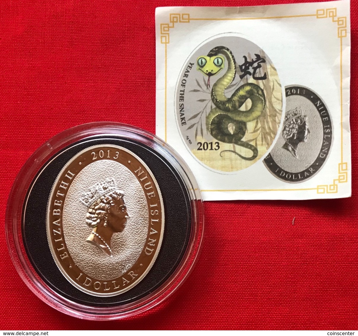 Niue 1 Dollar 2013 "Lunar Calendar - Chinese Snake" Colored Ag PROOF - Niue