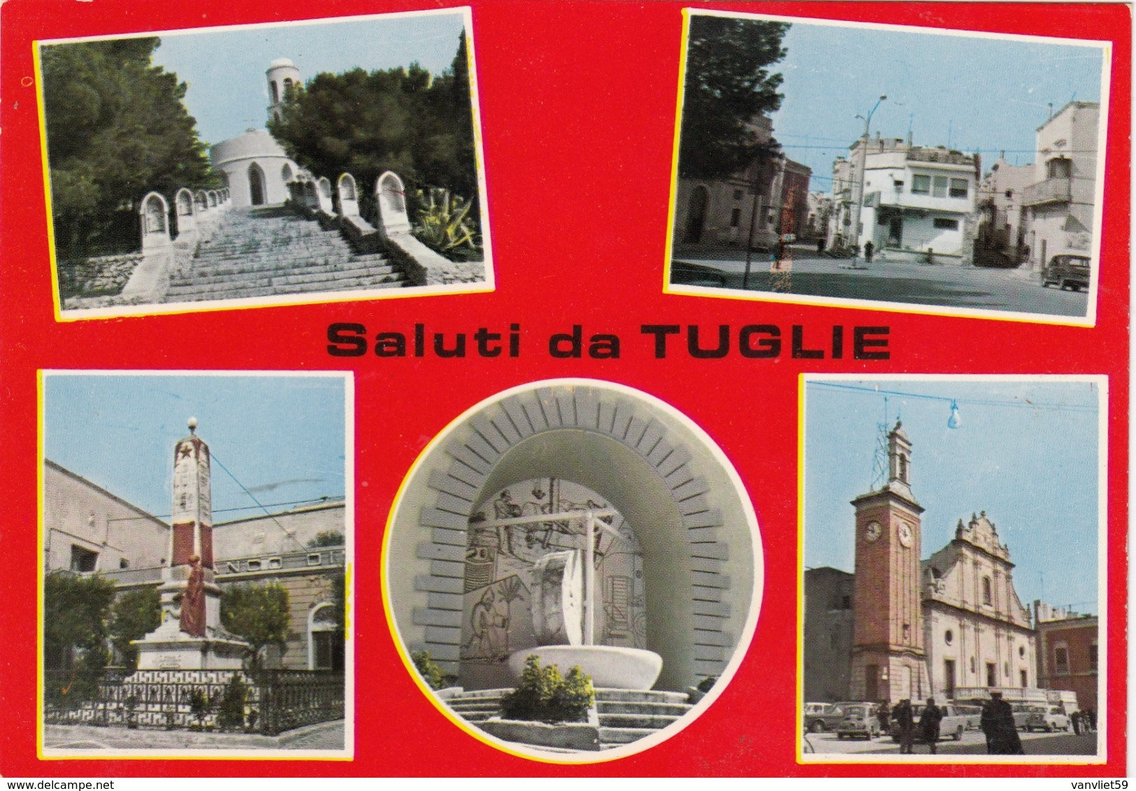 TUGLIE-LECCE-SALUTI DA.MULTIVEDUTE-(5 IMMAGINI)CARTOLINA-VERA FOTOGRAFIA -VIAGGIATA NEL 1976 - Lecce