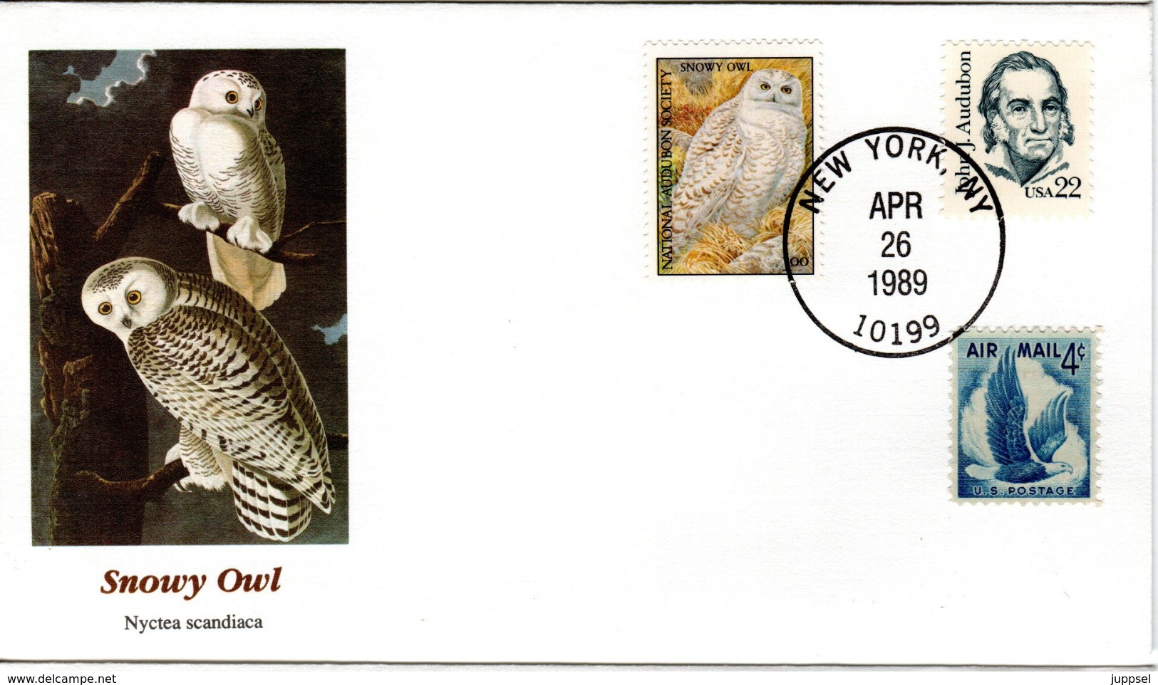 USA,   FDC,   Owls   /    L'ETATS-UNIS,    Lettre De Première,   Hiboux, Chouettes   1989 - Gufi E Civette