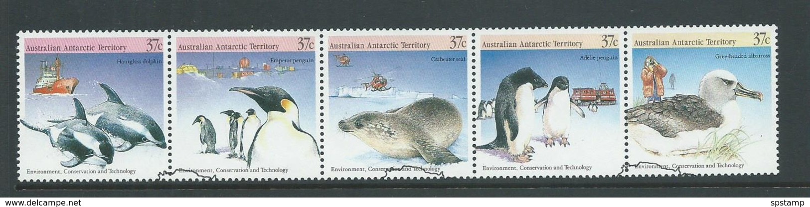 Australian Antarctic Territory 1988 Fauna Strip Of 5 VFU Australian Cds - Used Stamps