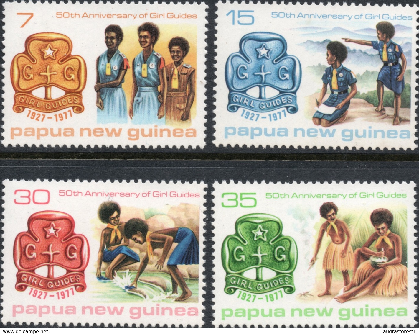 1977 PAPUA NEW GUINEA 50th Anniversary Girl Guide Movement  COMPLETE SET OF 4 - Papouasie-Nouvelle-Guinée