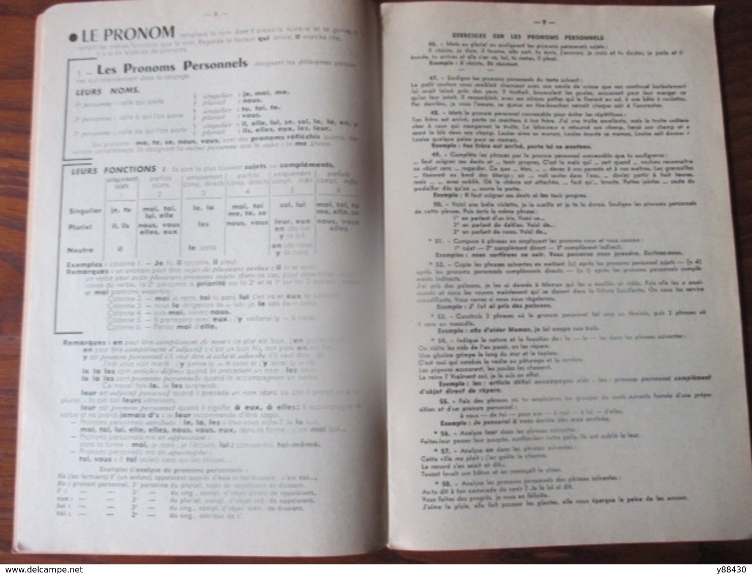 livret  LA GRAMMAIRE EN 18 LECONS de 1961  - Collection "L'Essentiel"  - 38 pages -14 photos