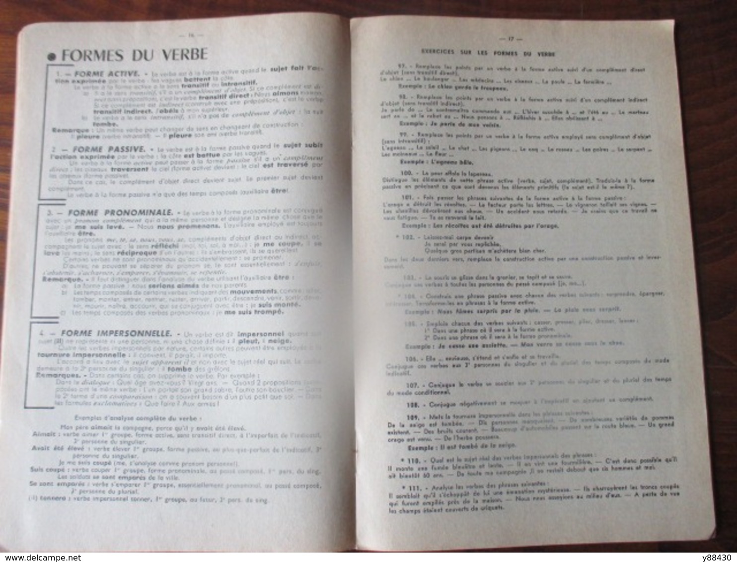 livret  LA GRAMMAIRE EN 18 LECONS de 1961  - Collection "L'Essentiel"  - 38 pages -14 photos