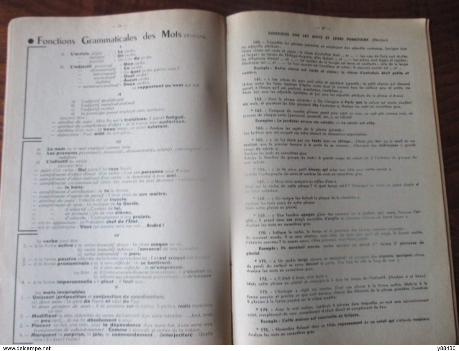 livret  LA GRAMMAIRE EN 18 LECONS de 1961  - Collection "L'Essentiel"  - 38 pages -14 photos