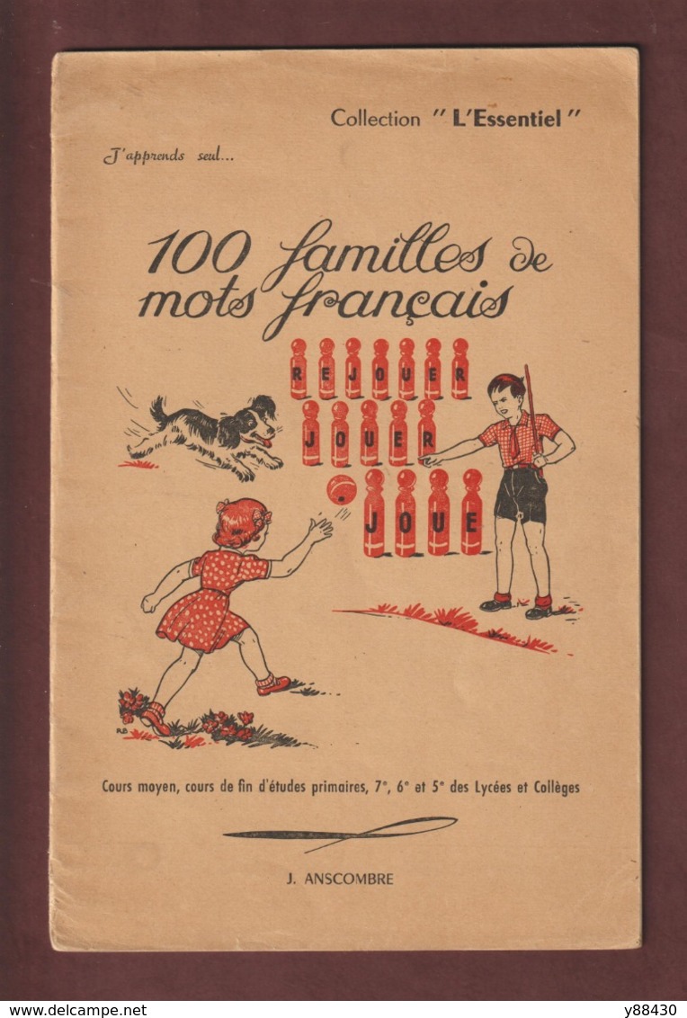 Livret : 100 FAMILLES DE MOTS FRANCAIS  De 1962  - Collection "L'Essentiel"  - 26 Pages -12 Photos - Matériel Et Accessoires