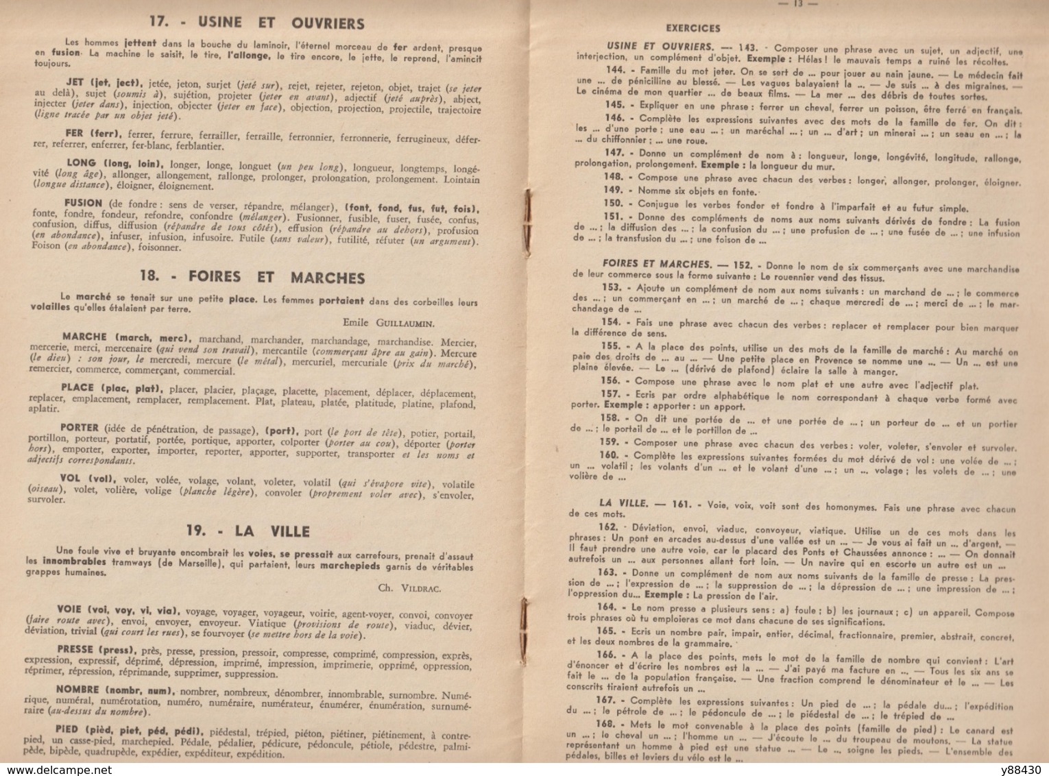 Livret : 100 FAMILLES DE MOTS FRANCAIS  De 1962  - Collection "L'Essentiel"  - 26 Pages -12 Photos - Matériel Et Accessoires