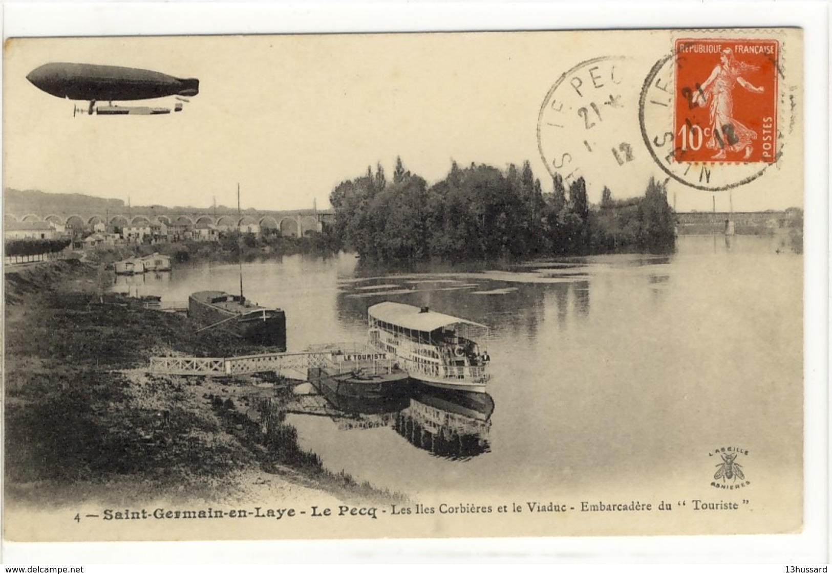 Carte Postale Ancienne Le Pecq - Les Iles Corbières Et Le Viaduc. Embarcadère Du "Touriste" - Bateau - Le Pecq