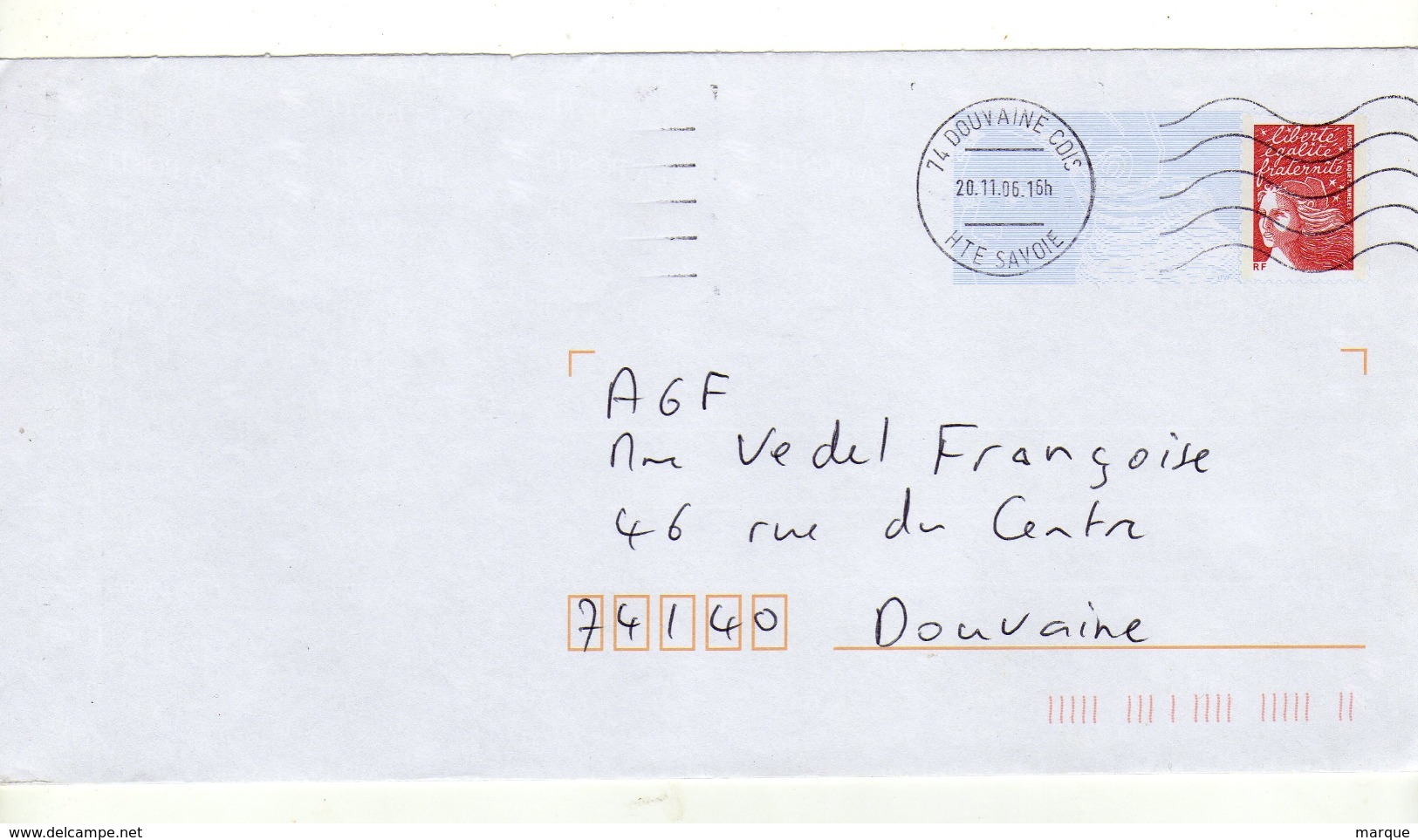 Enveloppe FRANCE Oblitération DOUVAINE CDIS 20/11/2006 - Prêts-à-poster:  Autres (1995-...)