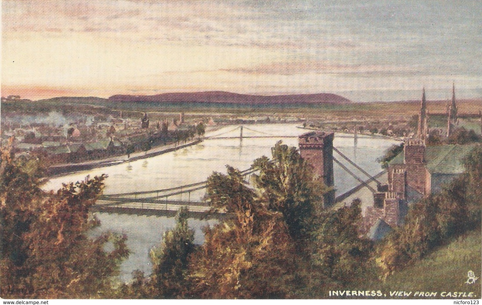 F.W.Hayes, Inverness. View From Castle" Tuck Oilette PC # 7187 - Tuck, Raphael