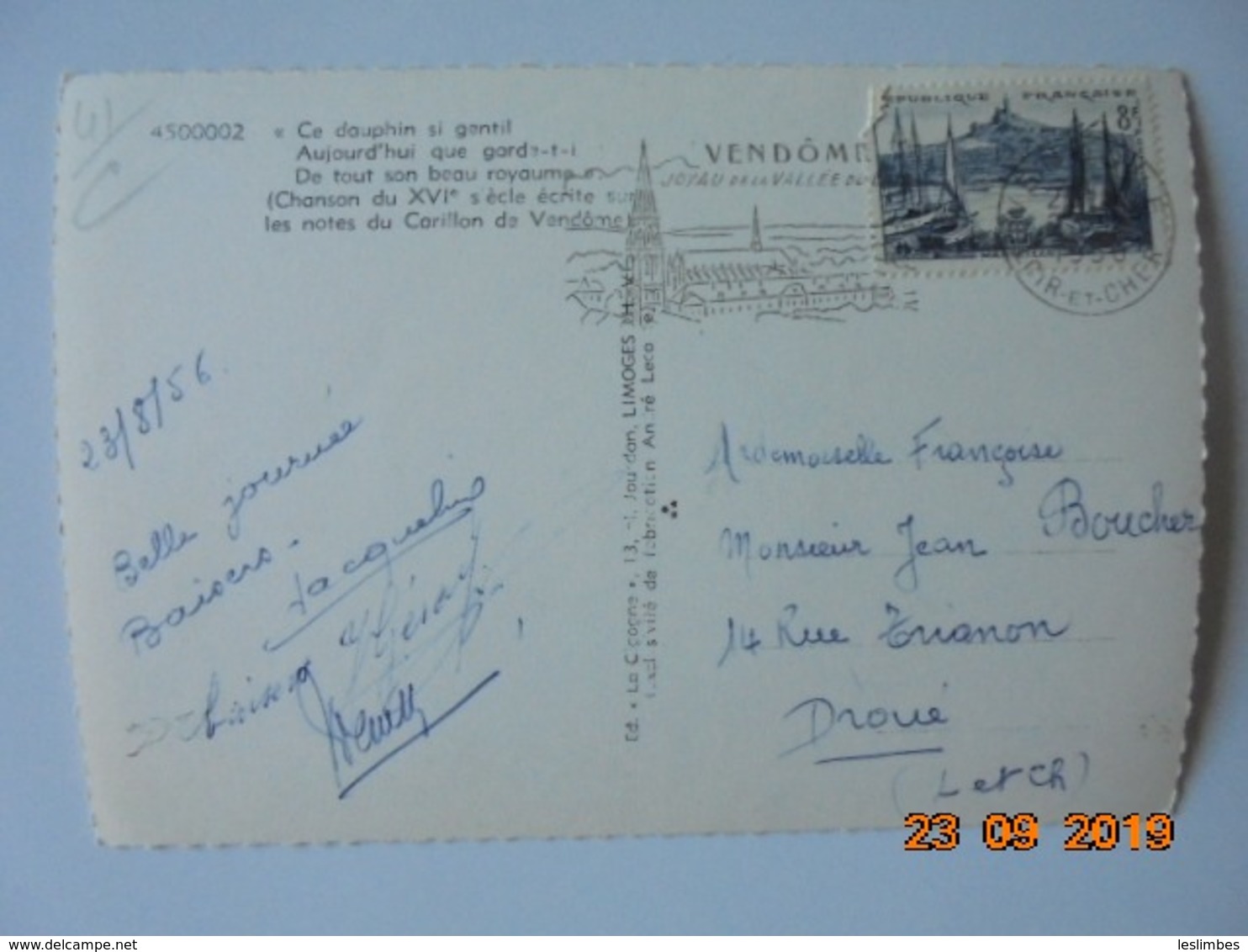 Chanson Du XVIe Siecle Ecrite Sur Les Notes Du Carillon De Vendome. La Cigogne 4500002 PM 1956 - Vendome