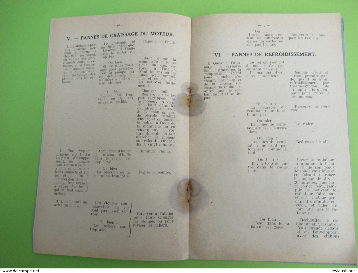 Fascicule/ Pannes De L'Automobile/Moyens De Les Reconnaitre Et D'y Remédier/BELIN/1930-1950         AC150 - Auto