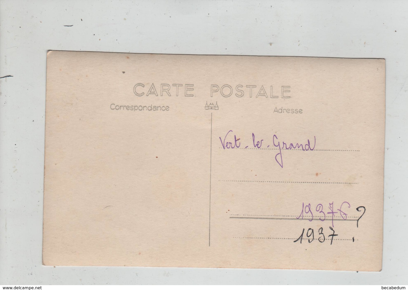 Carte Postale Photo Vert Le Grand  Villa Scolaire à Identifier 1937 - Luoghi