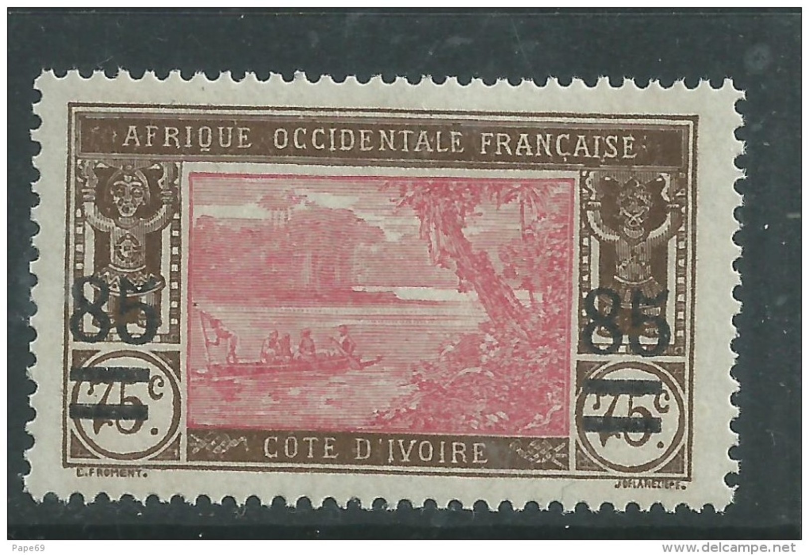 Cote D'Ivoire N° 61  X Timbres Type Lagune Ebrié Surchargés : 85 C. Sur 75 C.trace De  Charnière Sinon TB - Nuovi