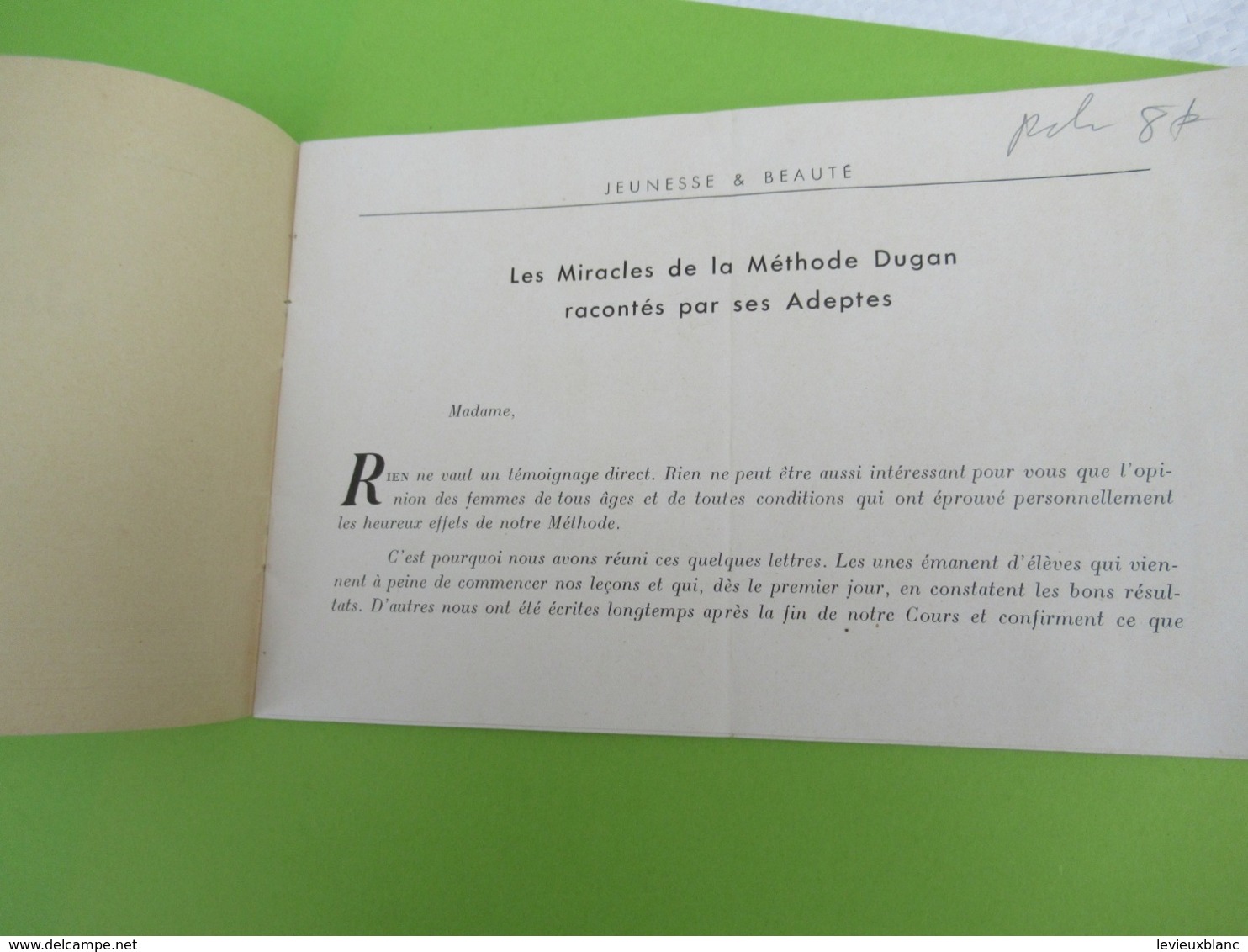 Fascicule Promotionnel/"JEUNESSE & BEAUTE"/Les Miracles De La Méthode DUGAN Racontés Par Ses Adeptes/Vers 1930   PARF204 - Other & Unclassified