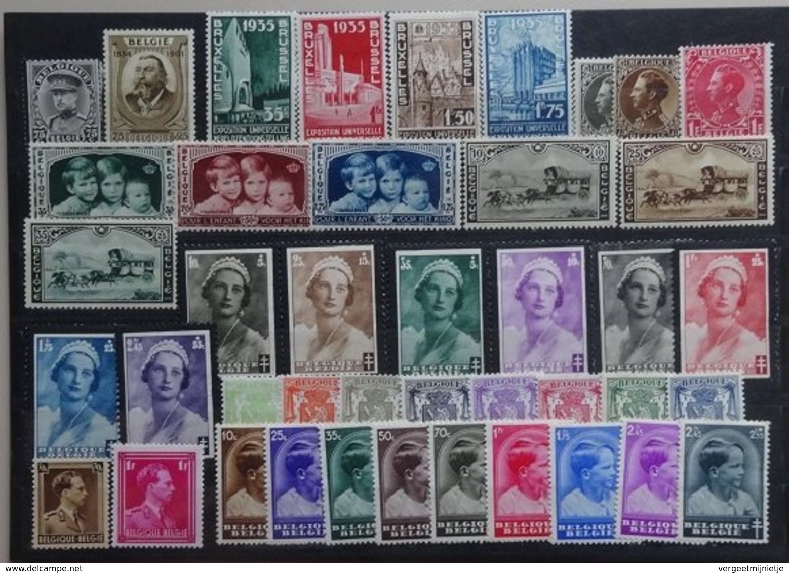 BELGIE  1934-37  Samenstelling   Nr. 394 / 385 / 386 - 89 / 401 403  ... Zie Verder      Scharnier *      CW  60,00 - Neufs