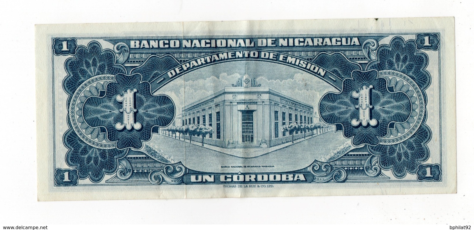 !!! PRIX FIXE : NICARAGUA, 1 CORDOBA SERIE DE 1960 NEUF, LEGERE PLIURE CENTRALE - Nicaragua