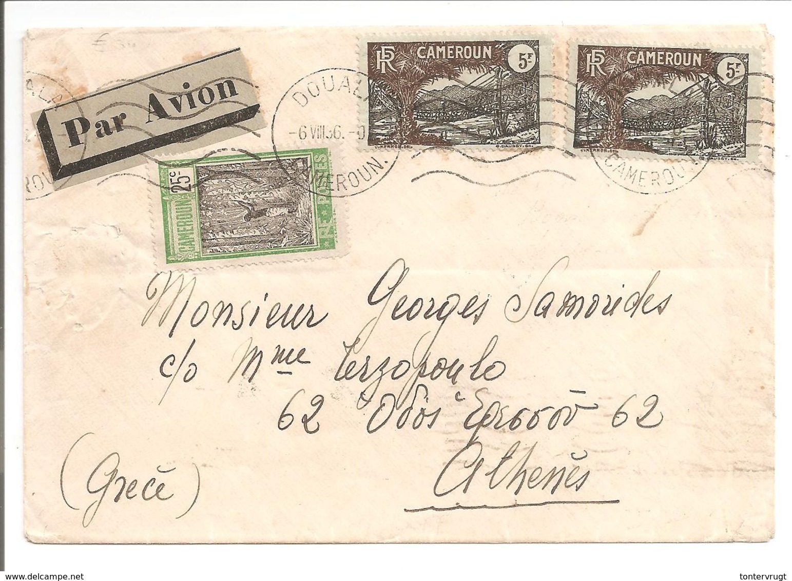 Yaounde Cameroun 6.8.36 Par Avion Pour Athenes Grece - Lettres & Documents