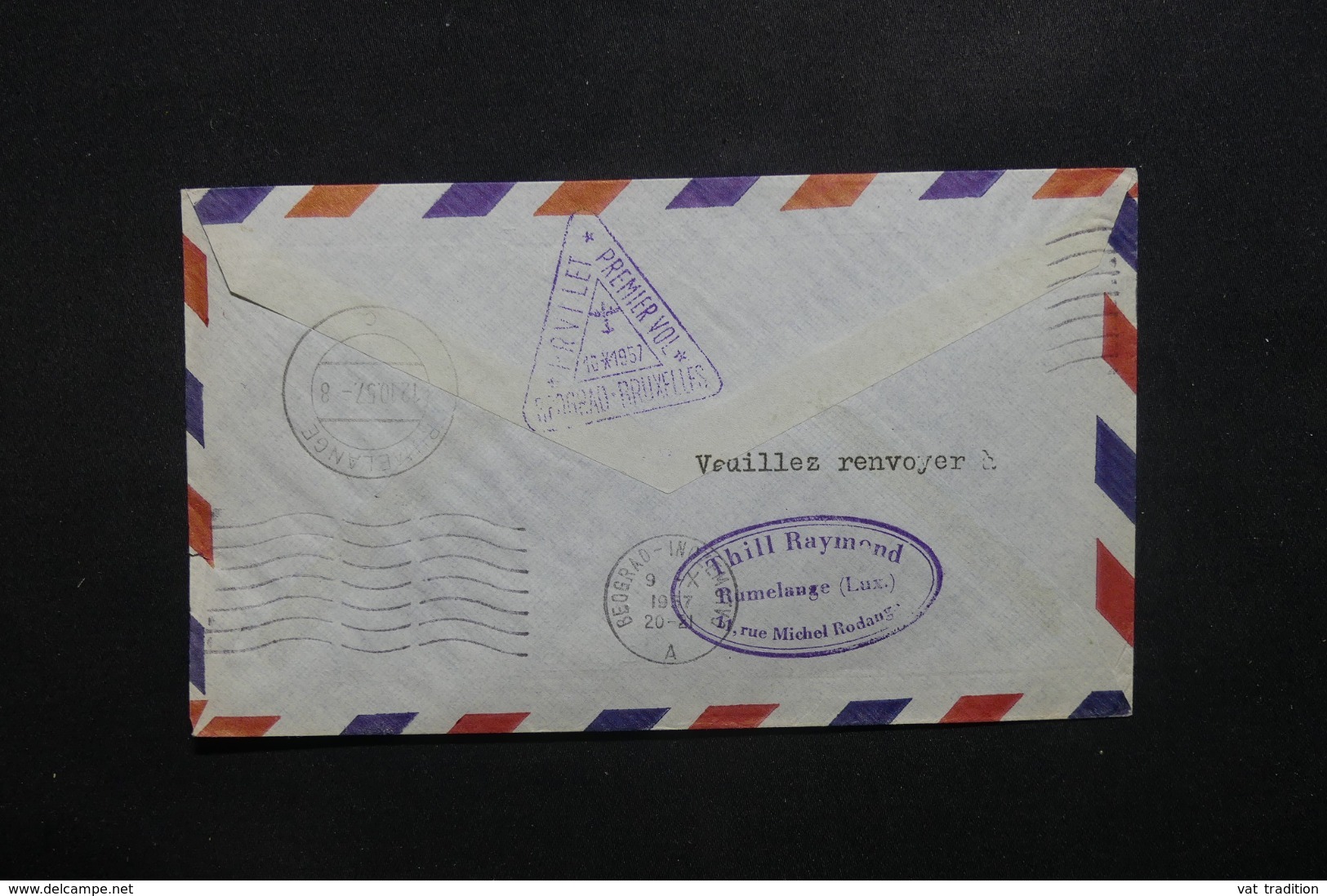 LUXEMBOURG - Enveloppe De Rumelange Par 1er Vol Bruxelles / Belgrade En 1957, Affranchissement Plaisant - L 42510 - Storia Postale