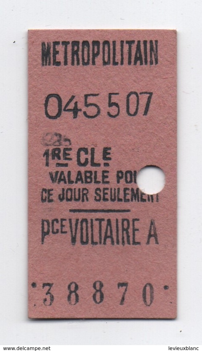 Ticket De Métro/ Premiére Classe / Place Voltaire / Paris /Vers 1950 ?      TRA51 - Europe