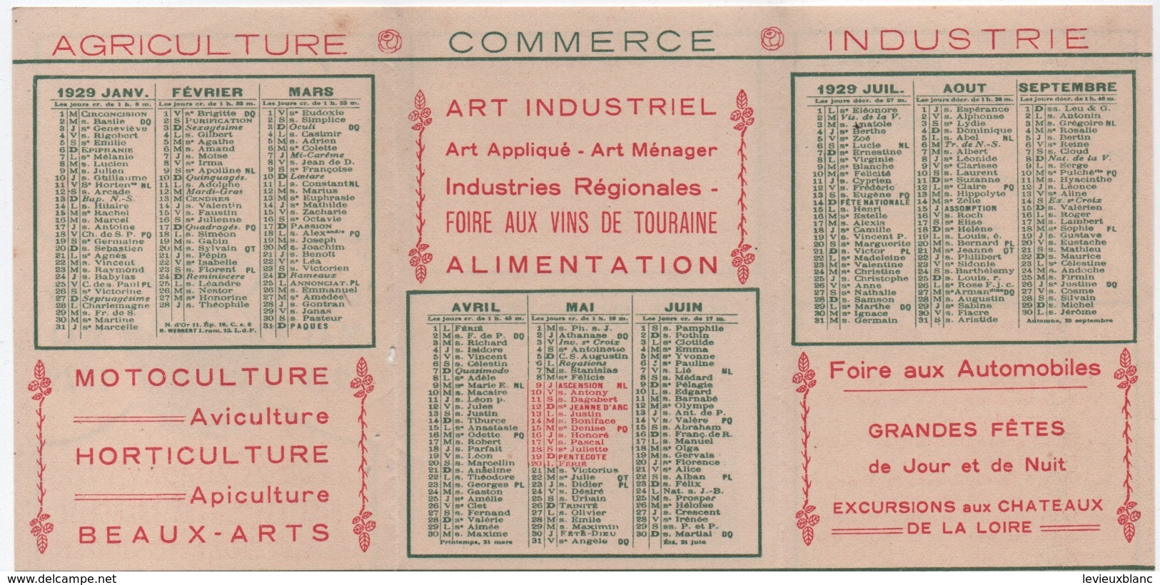 Calendrier Poche/La Grande Semaine De TOURS/ Foire Exposition Française  De Matériel Agricole/1929                CAL462 - Other & Unclassified