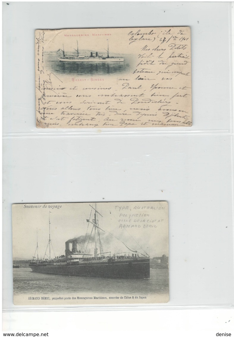 Collection de 60 Cartes postales des Paquebots et Navires francais : DEPART 1 EURO