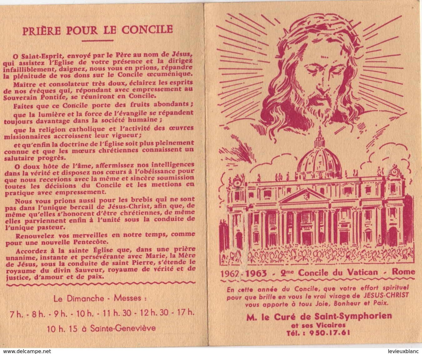 Calendrier Poche/2éme Concile Du VATICAN-Rome/ M Le Curé De St-Symphorien Et Ses Vicaires/1963             CAL464 - Altri & Non Classificati