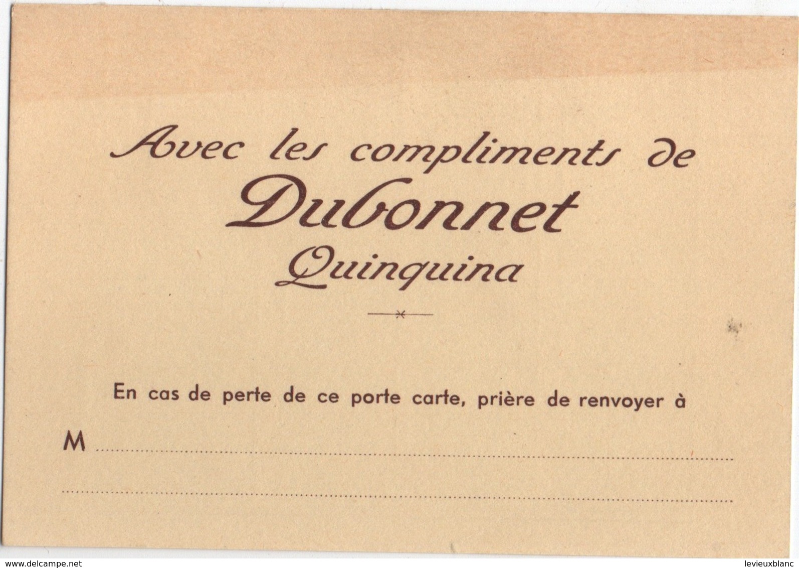 Calendrier Poche/Avec Les Compliments De DUBONNET Quinquina/identifie Un Porte Carte Publicitaire /1956        CAL465 - Altri & Non Classificati