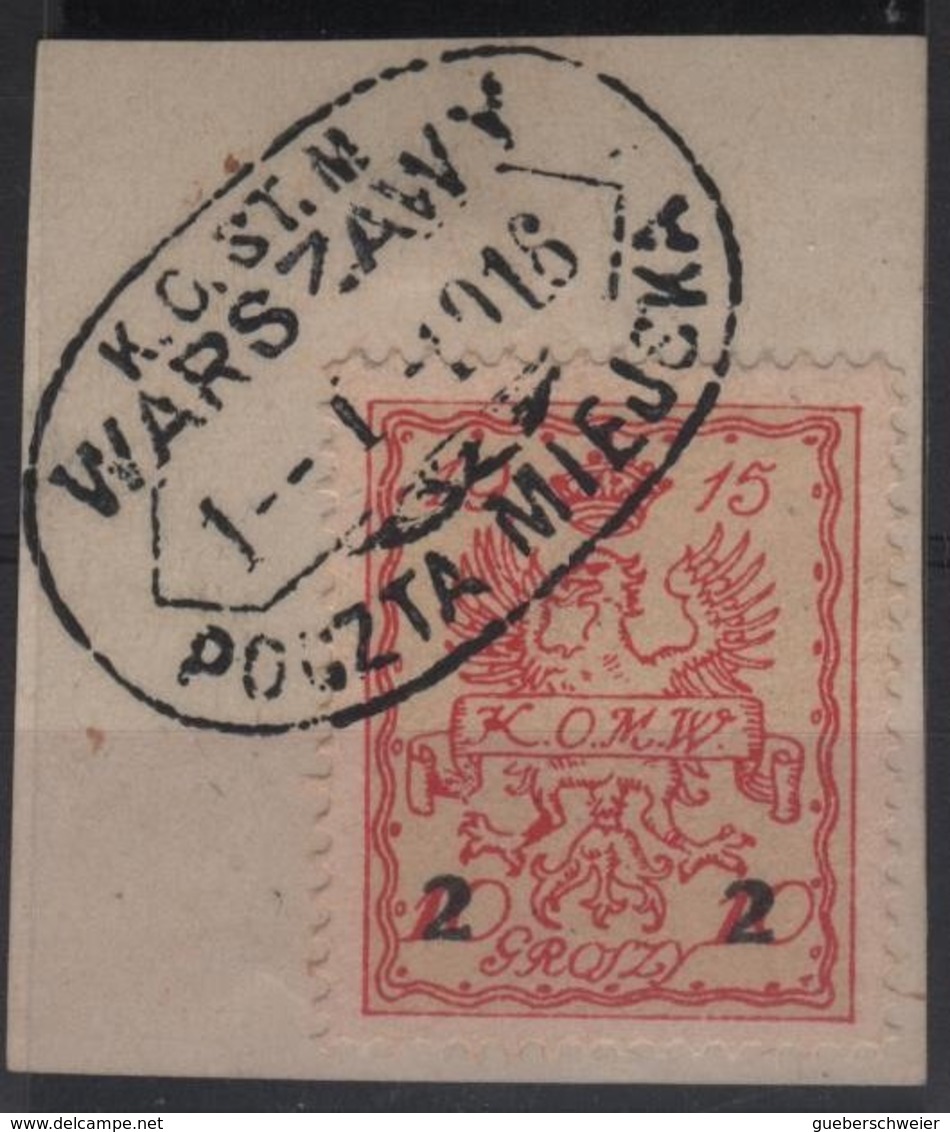 RAP 1 - POLOGNE Poste Locale De WARSZAWY 1916 Sur Fragment - Used Stamps