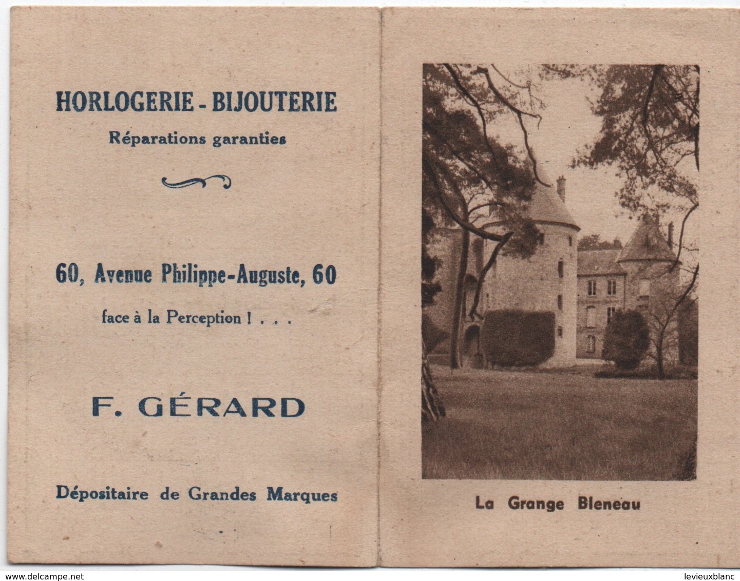 Calendrier De Poche 2 Volets La Grange Bleneau/Horlogerie-Bijouterie Gérard/60 Av Ph Auguste /COURPALAY/1951   CAL466 - Andere & Zonder Classificatie