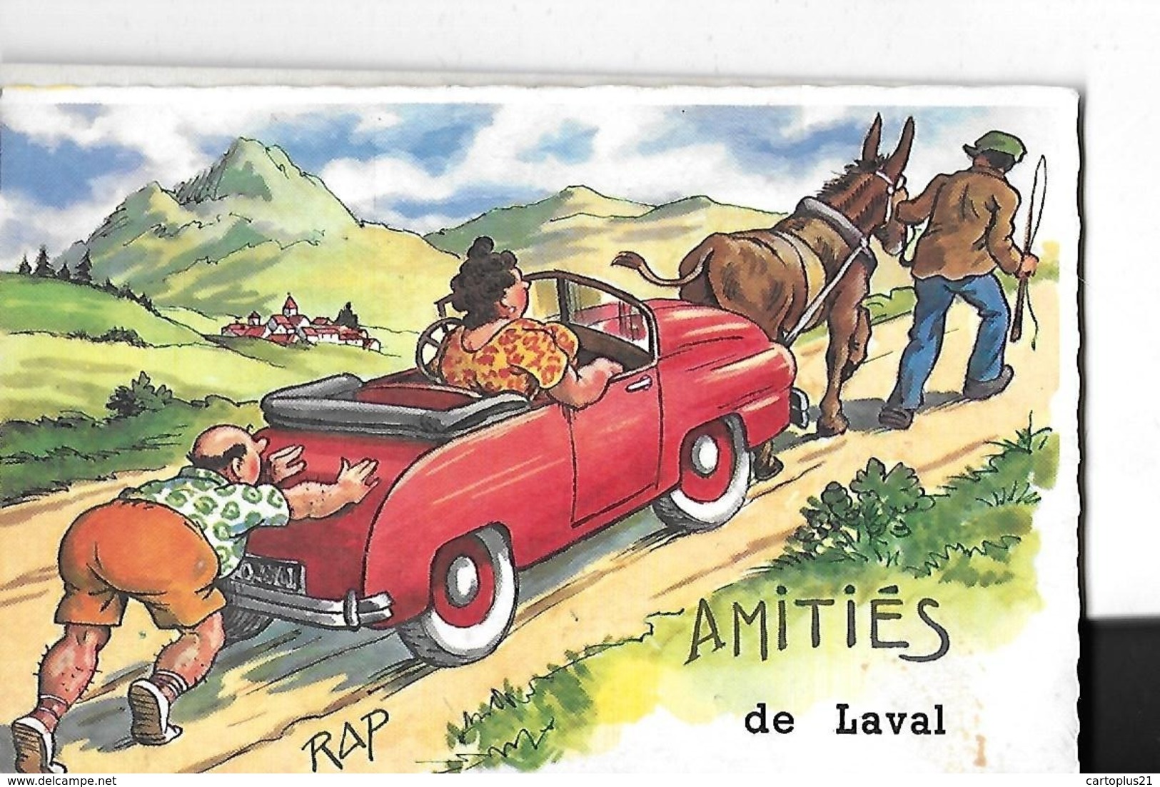 LAVAL  FANTAISIE   AMITIES  DESSIN COULEURS VOITURE TIRE ET POUSSE   DESSINATEUR RAP    DEPT 53 - Laval