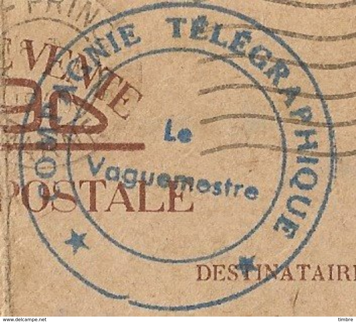 Entier Postal 90c Iris Avec Tampon Compagnie Télégraphique, Reims - Guerre De 1939-45