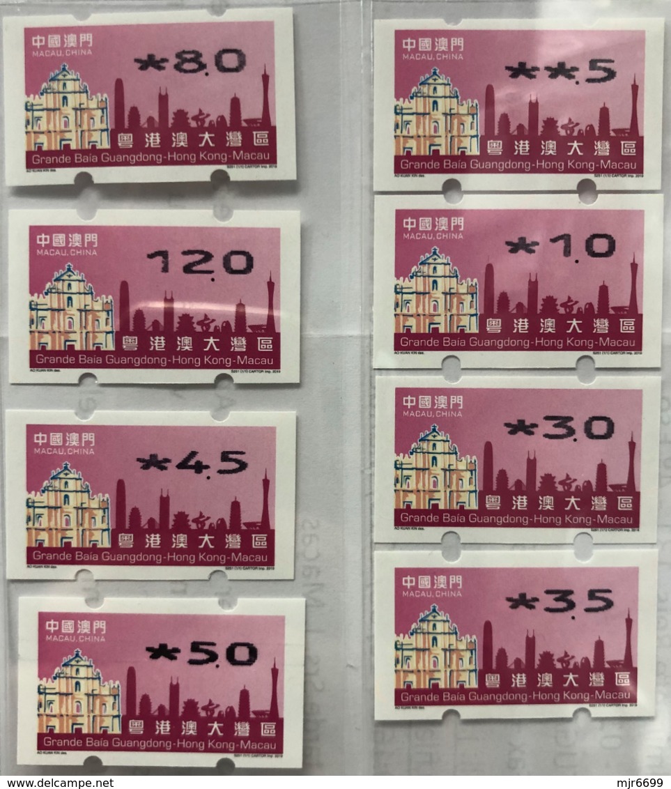 MACAU GRET BAY 2019 ATM LABELS NAGLER TYPE MACHINE SET OF 8 - Automaten