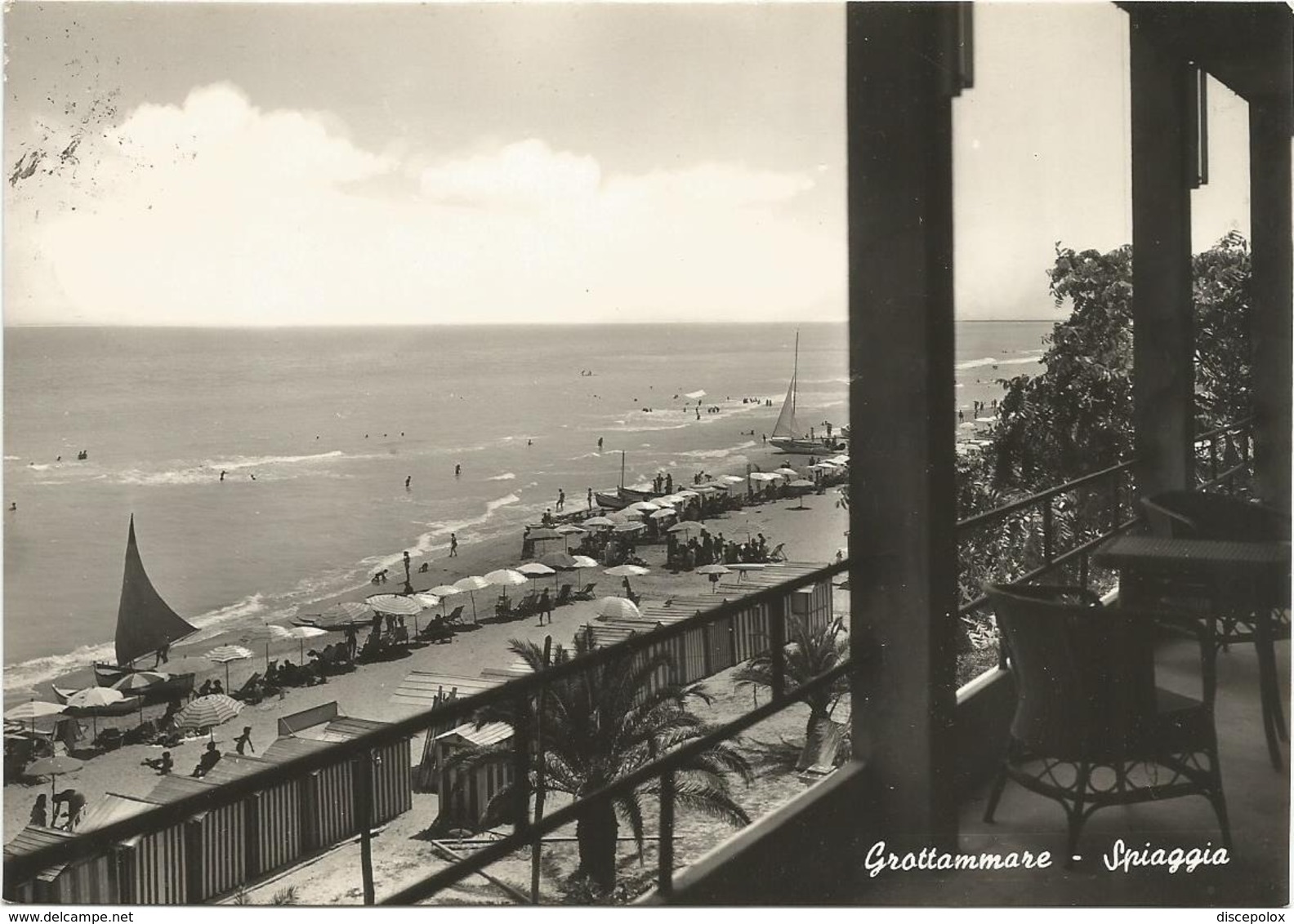 W4928 Grottammare (Ascoli Piceno) - Panorama Della Spiaggia - Beach Plage Playa Strand / Viaggiata 1957 - Andere & Zonder Classificatie