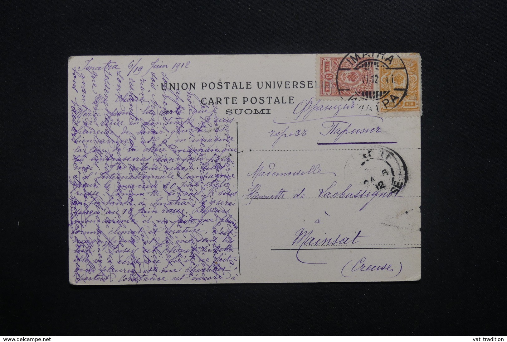 FINLANDE - Affranchissement De Imatra Sur Carte Postale En 1912 Pour La France, Affranchissement Plaisant - L 42560 - Briefe U. Dokumente