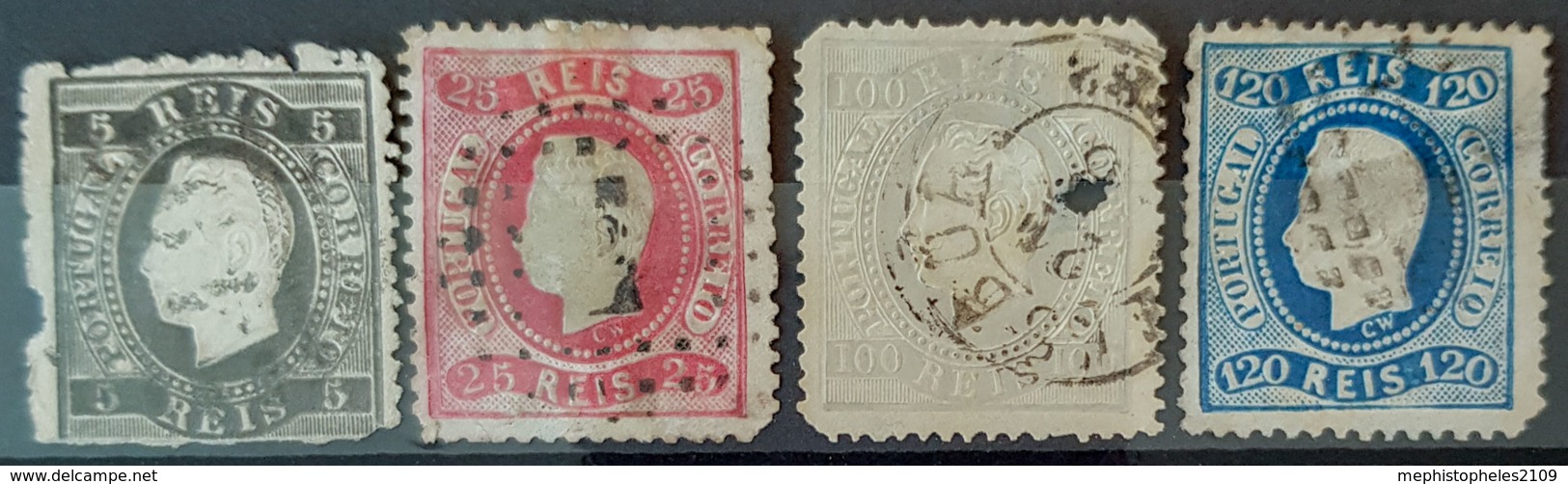 PORTUGAL 1870/84 - Canceled - Sc# 34, 41, 45, 46 - 45 Is Damaged! - Usado