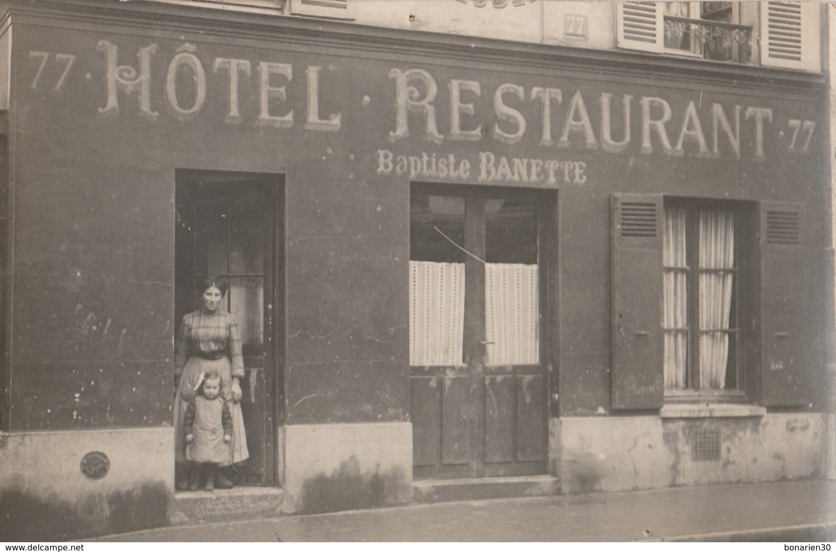 CARTE-PHOTO HOTEL RESTAURANT BANETTE BAPTISTE N 77  OU ? - Te Identificeren