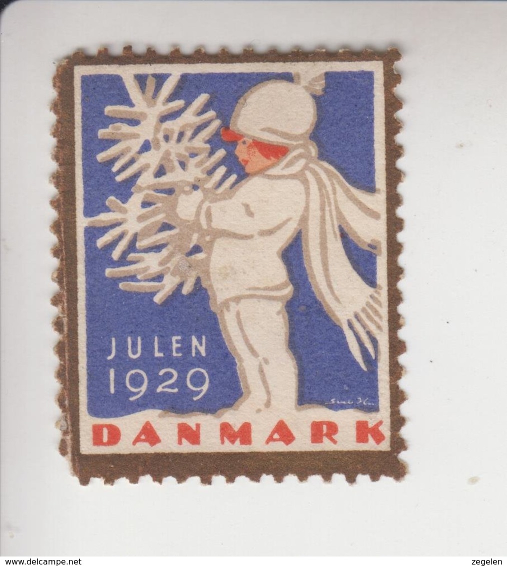 Denemarken Kerstvignet Cat.AFA Julemaerken Norden: Uitgifte Door Danmark Julemaerke Komitéen Jaar 1929 Zonder Gom - Fogli Completi