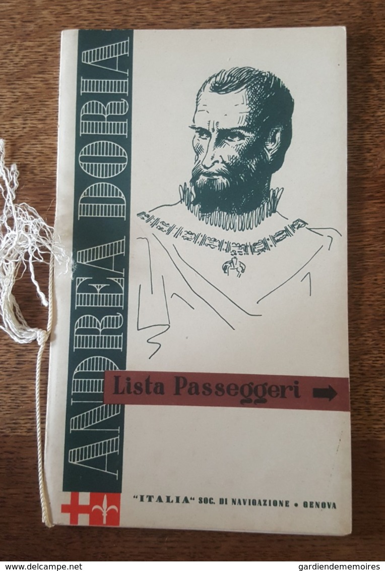 30.08.1955 Lista Passeggeri - Andrea Doria, Italia Soc. Di Navigazione, Genova, New York Cannes Gibraltar Halifax Bahia - Other & Unclassified