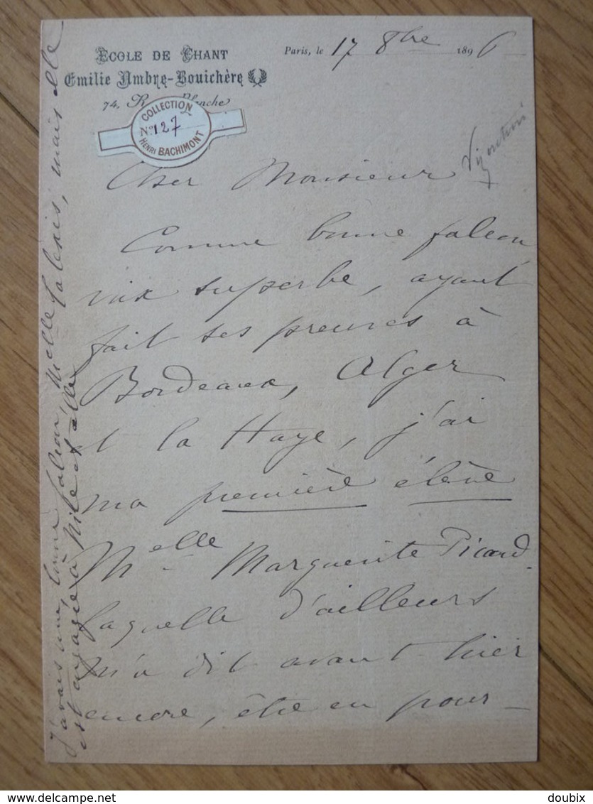 Emile AMBRE (1849-1898) Cantarice SOPRANO Art Lyrique. Peinte Par Manet En CARMEN. Opera. AUTOGRAPHE - Autres & Non Classés