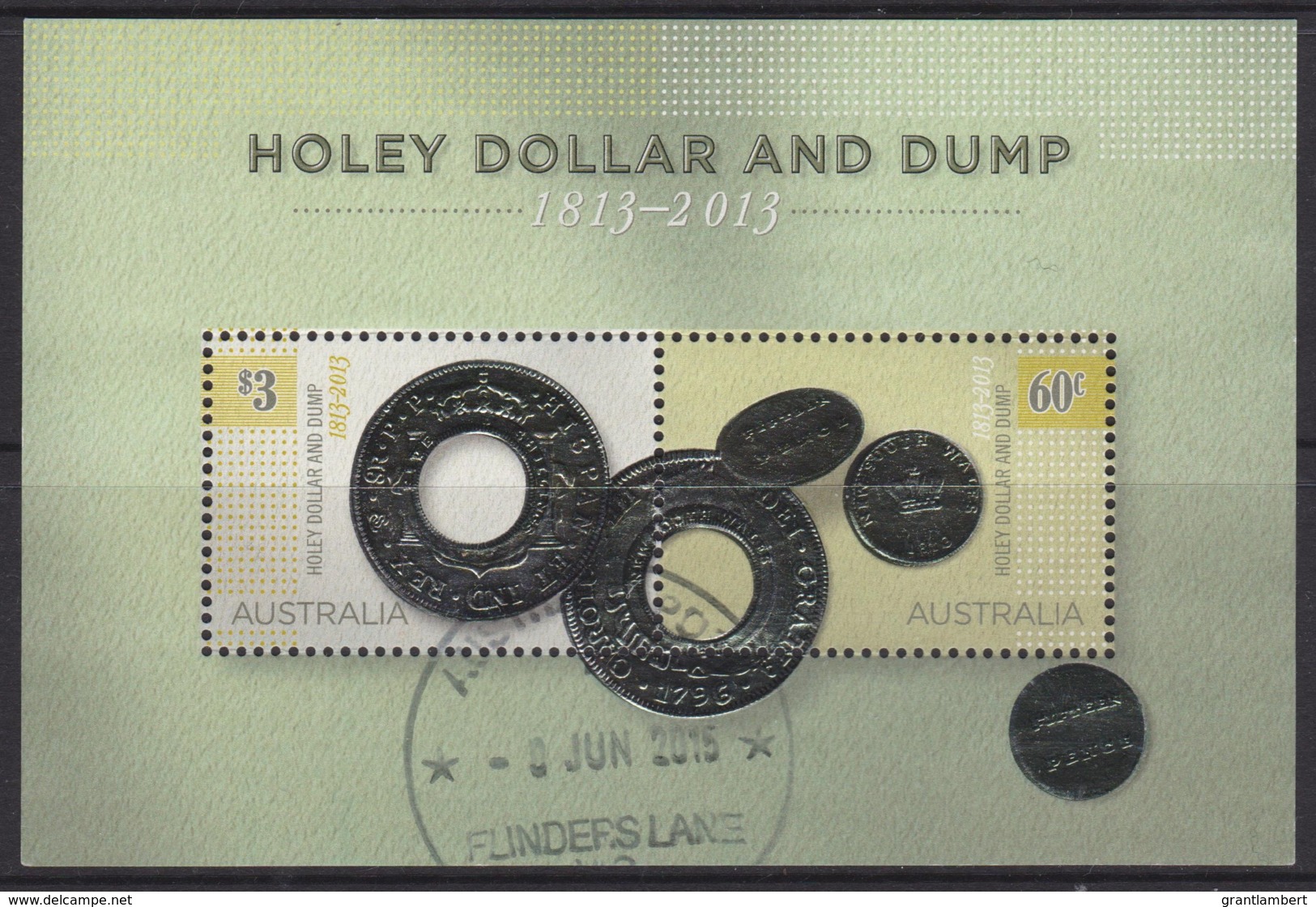 Australia 2013 Holey Dollar & Dump Embellished Minisheet Used - Gebraucht