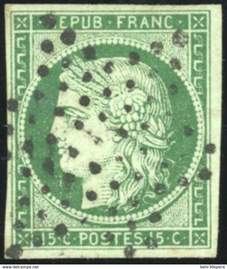 O N°2b, 15c. Vert Foncé. Obl. étoile. SUP. - 1849-1850 Cérès
