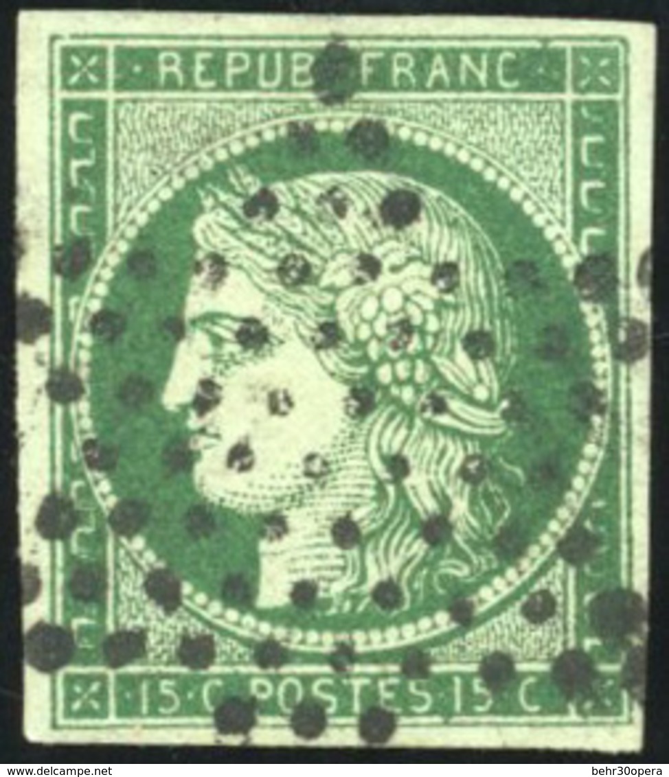 O N°2c, 15c. Vert Très Foncé. Obl. étoile. SUP. - 1849-1850 Cérès