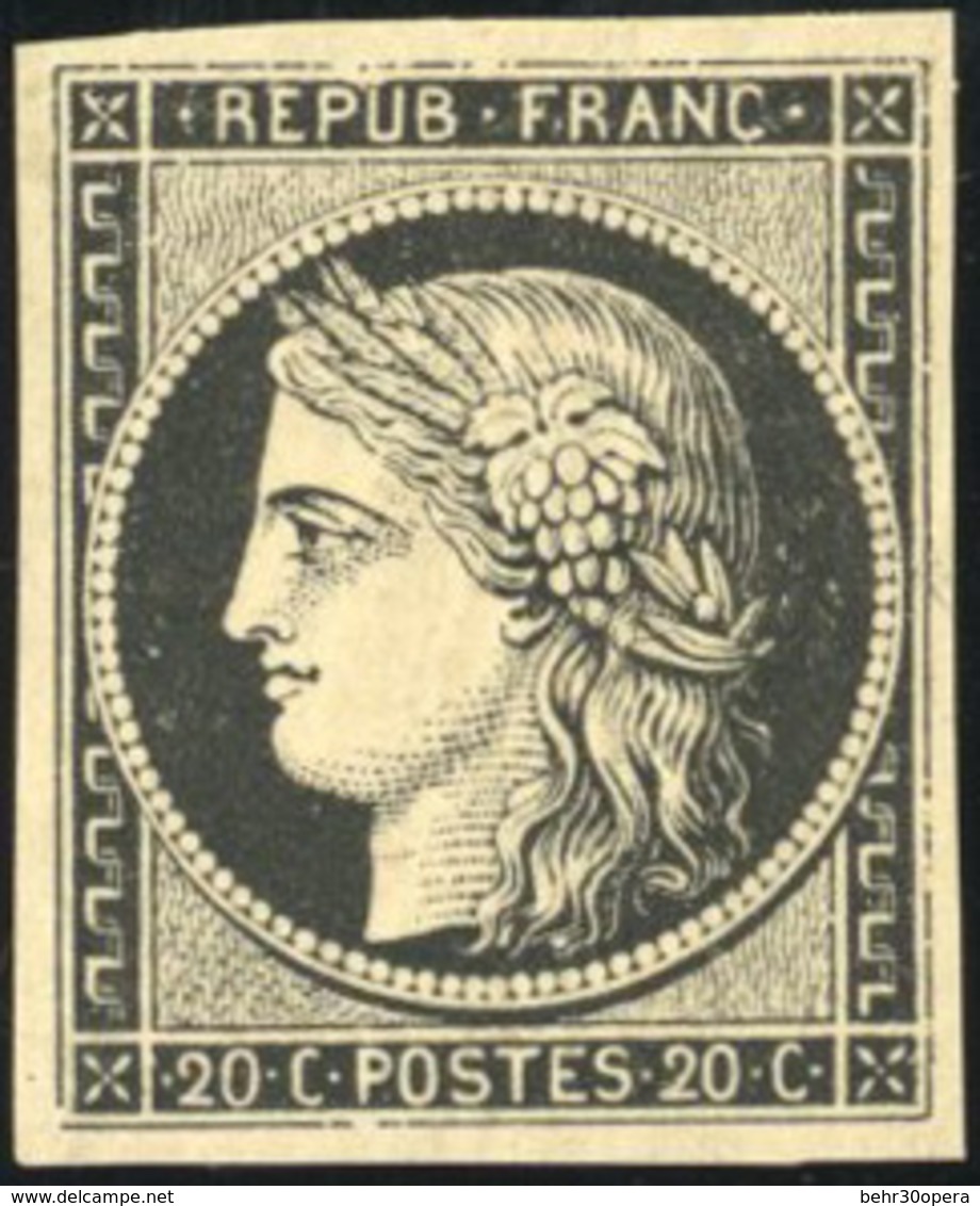 ** N°3a, 20c. Noir S/blanc. TB. - 1849-1850 Ceres