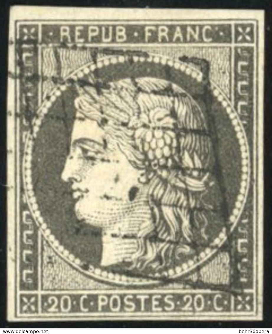 O N°3c, 20c. Nuance Gris-noir. Obl. Grille. TB. - 1849-1850 Ceres