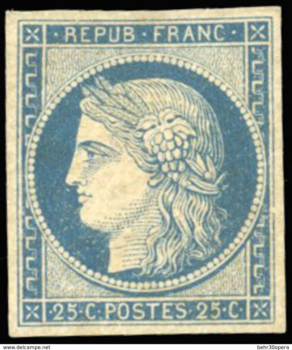 * N°4, 25c. Bleu S/jaunâtre. Anciennement Coté Dans Yvert. SUP. - 1849-1850 Ceres