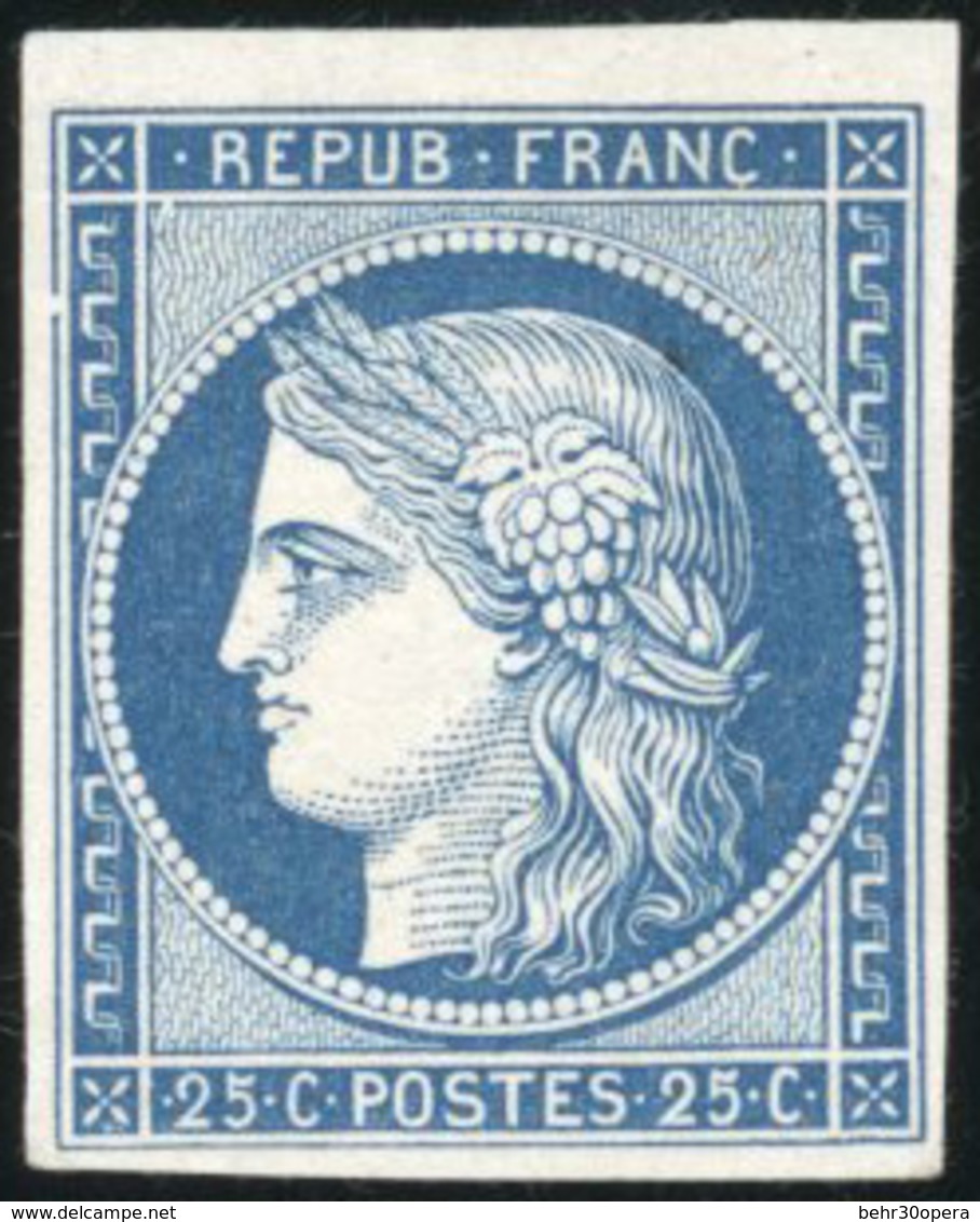 (*) N°4, Essai. 25c. Bleu Foncé. Papier Mince. TB. - 1849-1850 Ceres