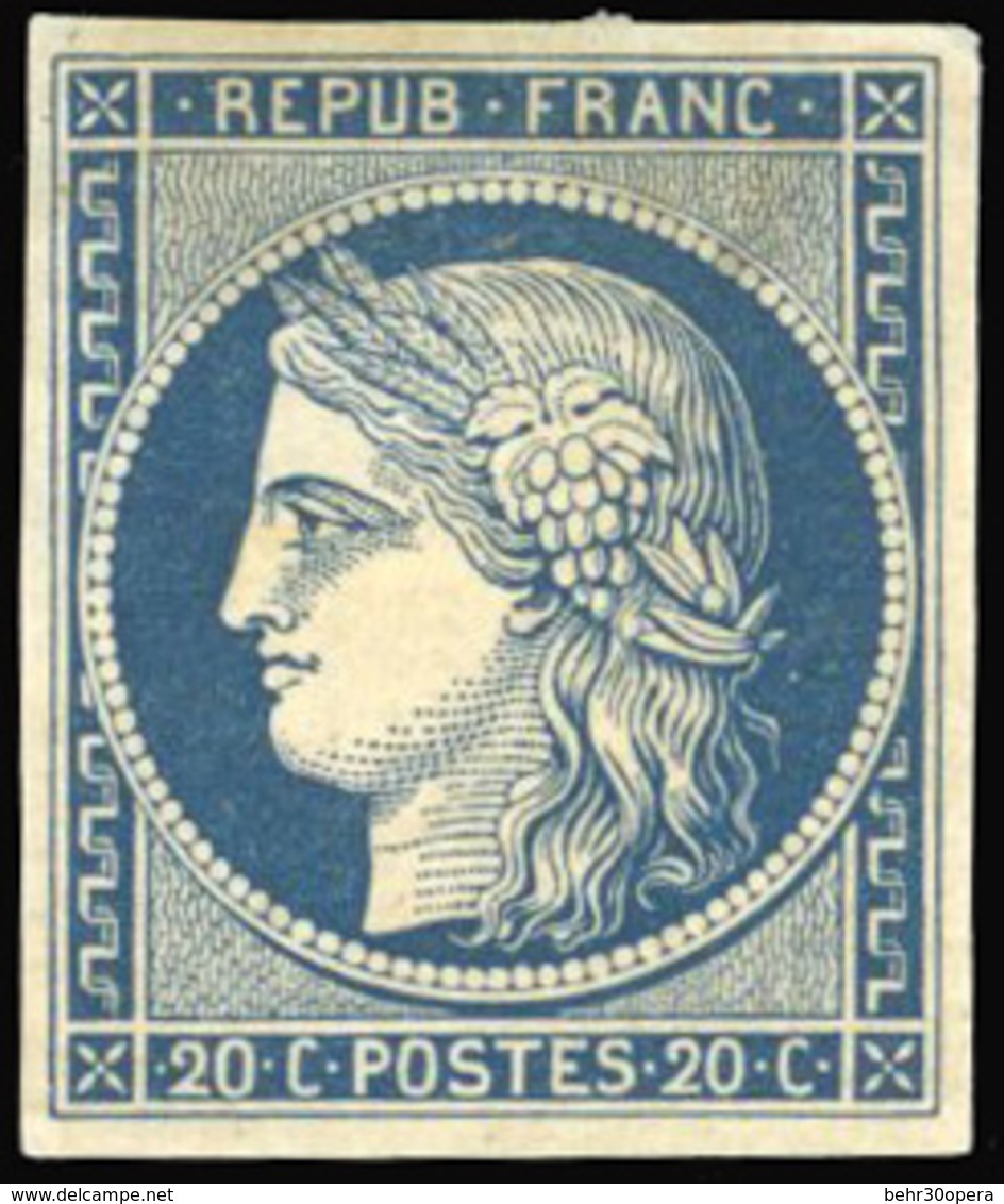 (*) N°8a, 20c. Bleu Foncé Dit ''Marquelet''. Belles Marges. SUP. - 1849-1850 Ceres